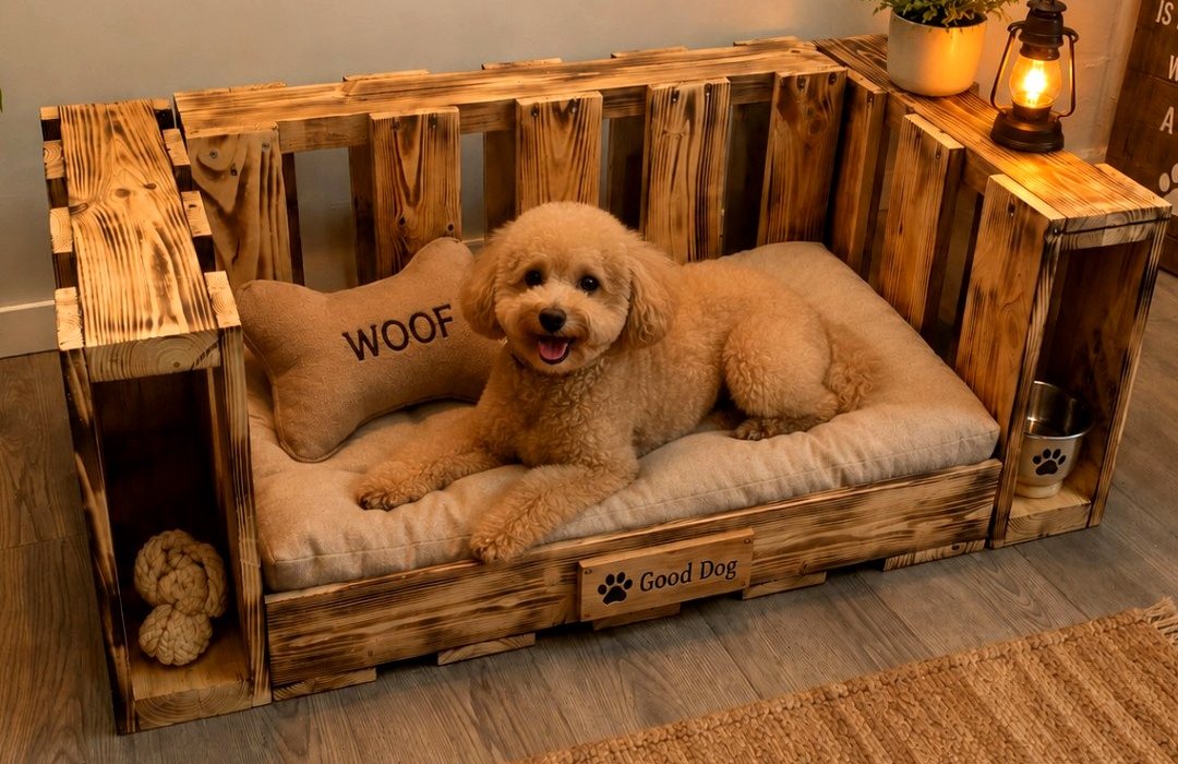 パレットで作った犬のベッド